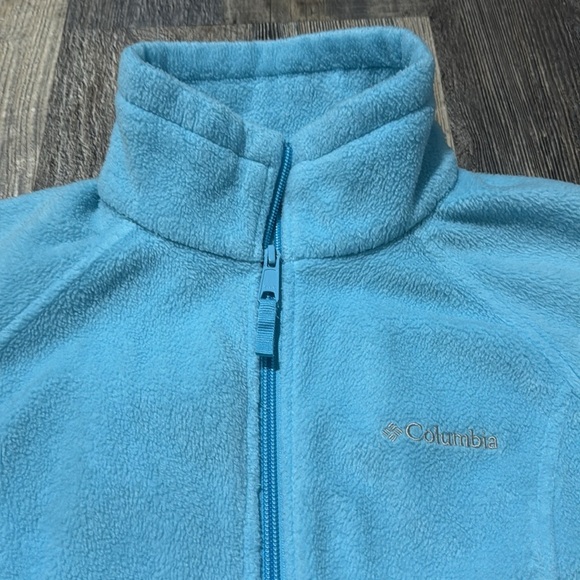 Columbia Jacket Women’s Size Medium Sky Blue Fleece Pockets Mock Neck Full Zip - Picture 2 of 9